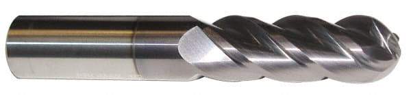 ProMax - 5/8" Diam, 1-1/4" LOC, 4 Flute Solid Carbide Ball End Mill - AlTiN Finish, Single End, 3-1/2" OAL, 5/8" Shank Diam, Spiral Flute - USA Tool & Supply