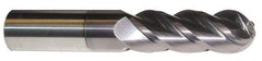 ProMax - 5/8" Diam, 1-1/4" LOC, 4 Flute Solid Carbide Ball End Mill - AlTiN Finish, Single End, 3-1/2" OAL, 5/8" Shank Diam, Spiral Flute - USA Tool & Supply