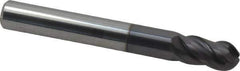 ProMax - 5/16" Diam, 1/2" LOC, 4 Flute Solid Carbide Ball End Mill - AlTiN Finish, Single End, 2-1/2" OAL, 5/16" Shank Diam, Spiral Flute - USA Tool & Supply