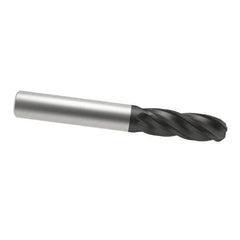 ProMax - 3/8" Diam, 7/8" LOC, 4 Flute Solid Carbide Ball End Mill - AlTiN Finish, Single End, 2-1/2" OAL, 3/8" Shank Diam, Spiral Flute - USA Tool & Supply