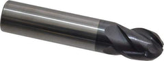 ProMax - 1/2" Diam, 5/8" LOC, 4 Flute Solid Carbide Ball End Mill - AlTiN Finish, Single End, 2-1/2" OAL, 1/2" Shank Diam, Spiral Flute - USA Tool & Supply