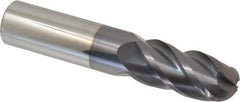 ProMax - 3/4" Diam, 1-5/8" LOC, 4 Flute Solid Carbide Ball End Mill - AlTiN Finish, Single End, 4" OAL, 3/4" Shank Diam, Spiral Flute - USA Tool & Supply