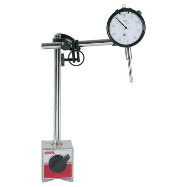 SPI - 0.001" Graduation, 0-100 Dial Reading, Dial Indicator & Base Kit - 63mm Base Length x 50mm Base Width x 55mm Base Height, 2-1/4" Dial Diam - USA Tool & Supply