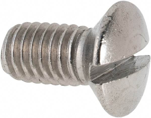 Value Collection - M6x1.00 Metric Coarse, 12mm OAL Slotted Drive Machine Screw - Oval Head, Grade 316 & A4 Stainless Steel, Uncoated, Without Washer - USA Tool & Supply