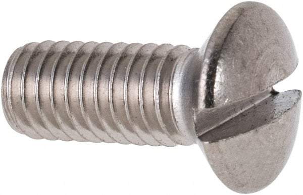 Value Collection - M6x1.00 Metric Coarse, 16mm OAL Slotted Drive Machine Screw - Oval Head, Grade 316 & A4 Stainless Steel, Uncoated, Without Washer - USA Tool & Supply