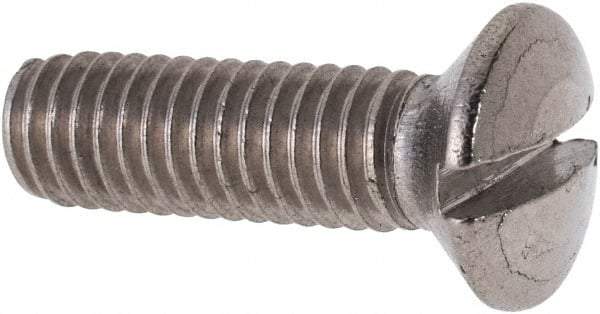 Value Collection - M6x1.00 Metric Coarse, 20mm OAL Slotted Drive Machine Screw - Oval Head, Grade 316 & A4 Stainless Steel, Uncoated, Without Washer - USA Tool & Supply