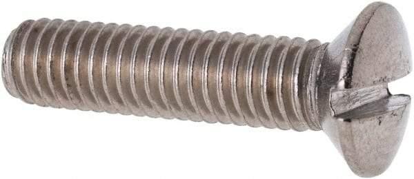 Value Collection - M6x1.00 Metric Coarse, 25mm OAL Slotted Drive Machine Screw - Oval Head, Grade 316 & A4 Stainless Steel, Uncoated, Without Washer - USA Tool & Supply