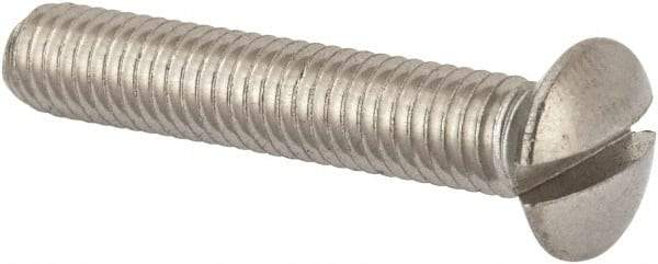 Value Collection - M6x1.00 Metric Coarse, 35mm OAL Slotted Drive Machine Screw - Oval Head, Grade 316 & A4 Stainless Steel, Uncoated, Without Washer - USA Tool & Supply