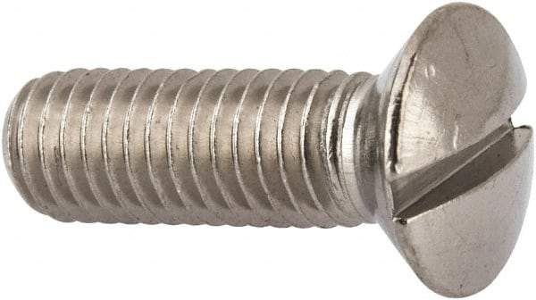 Value Collection - M8x1.25 Metric Coarse, 25mm OAL Slotted Drive Machine Screw - Oval Head, Grade 316 & A4 Stainless Steel, Uncoated, Without Washer - USA Tool & Supply