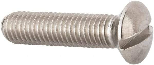 Value Collection - M8x1.25 Metric Coarse, 35mm OAL Slotted Drive Machine Screw - Oval Head, Grade 316 & A4 Stainless Steel, Uncoated, Without Washer - USA Tool & Supply