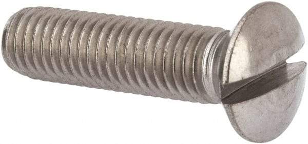 Value Collection - M10x1.50 Metric Coarse, 40mm OAL Slotted Drive Machine Screw - Oval Head, Grade 316 & A4 Stainless Steel, Uncoated, Without Washer - USA Tool & Supply