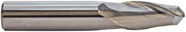 M.A. Ford - 7/8" Diam, 1-1/2" LOC, 2 Flute Solid Carbide Ball End Mill - TiCN Finish, Single End, 4" OAL, 7/8" Shank Diam, Spiral Flute - USA Tool & Supply