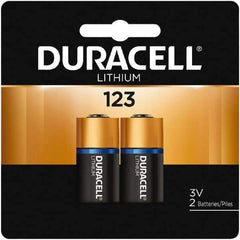 Duracell - Size 123A, Lithium, 2 Pack, Photo Battery - 3 Volts - USA Tool & Supply