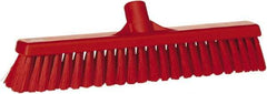 Vikan - 16" Fine Particle Synthetic Push Broom - 2" Bristle Length, Plastic Block, European Threaded Handle Connection - USA Tool & Supply