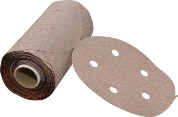 Norton - 5" Diam, 320 Grit Aluminum Oxide Adhesive PSA Disc - Very Fine Grade, Natural, B Weighted Backing, Flexible - USA Tool & Supply