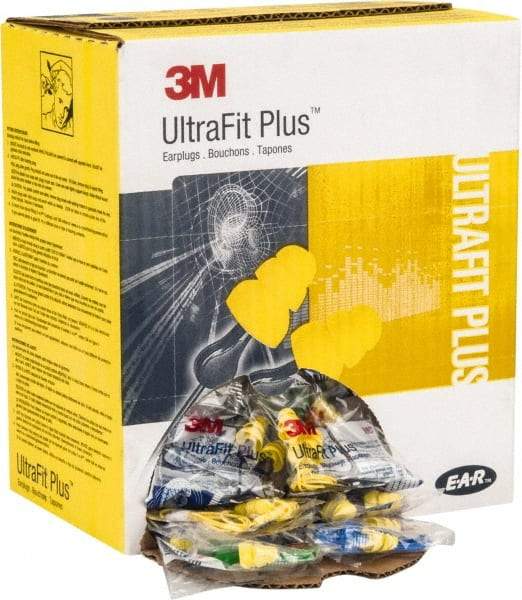 3M - Reusable, Corded, 26 dB, Flange Earplugs - Yellow, 100 Pairs - USA Tool & Supply