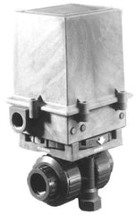 Plast-O-Matic - 1/2" Pipe, PVC Electric Actuated Ball Valve - Viton Seal, True Union End Connection - USA Tool & Supply