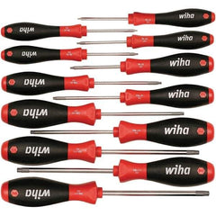 Wiha - 12 Piece Torx Screwdriver Set - Bit Sizes: Torx T-5, T-6, TORXr bits included: T7, T8, T10, T15, T20, T25, T27, T30 & T40, Comes in Box - USA Tool & Supply