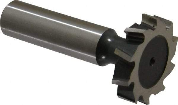 Interstate - 1-1/8" Diam x 1/4" Face Width, Cobalt, 12 Teeth, Shank Connection Woodruff Keyseat Cutter - Uncoated, 2-1/4" OAL x 1/2" Shank, Staggered Teeth, ANSI 809, Old Standard 18 - USA Tool & Supply