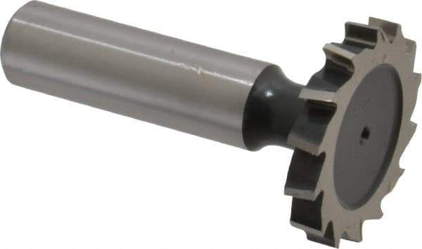 Interstate - 1-1/4" Diam x 3/16" Face Width, Cobalt, 14 Teeth, Shank Connection Woodruff Keyseat Cutter - Uncoated, 2-3/16" OAL x 1/2" Shank, Staggered Teeth, ANSI 610, Old Standard 19 - USA Tool & Supply