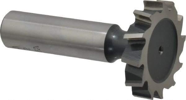 Interstate - 1-1/4" Diam x 1/4" Face Width, Cobalt, 14 Teeth, Shank Connection Woodruff Keyseat Cutter - Uncoated, 2-1/4" OAL x 1/2" Shank, Staggered Teeth, ANSI 810, Old Standard 21 - USA Tool & Supply