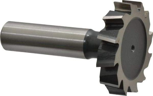 Interstate - 1-1/2" Diam x 5/16" Face Width, Cobalt, 16 Teeth, Shank Connection Woodruff Keyseat Cutter - Uncoated, 2-5/16" OAL x 1/2" Shank, Staggered Teeth, ANSI 1012, Old Standard 25 - USA Tool & Supply