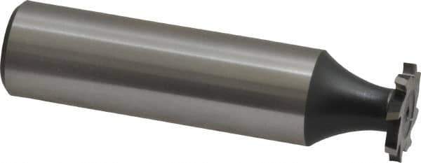 Interstate - 1/2" Diam x 1/16" Face Width, High Speed Steel, 8 Teeth, Shank Connection Woodruff Keyseat Cutter - Uncoated, 2-1/16" OAL x 1/2" Shank, Staggered Teeth, ANSI 204, Old Standard 1 - USA Tool & Supply