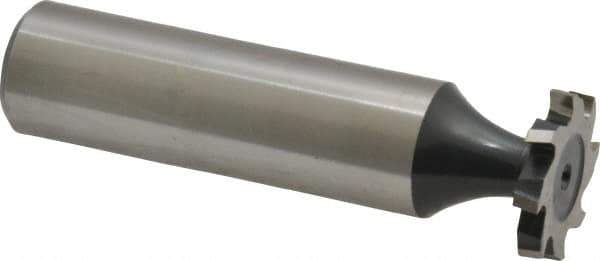 Interstate - 5/8" Diam x 3/32" Face Width, High Speed Steel, 8 Teeth, Shank Connection Woodruff Keyseat Cutter - Uncoated, 2-3/32" OAL x 1/2" Shank, Staggered Teeth, ANSI 305, Old Standard 4 - USA Tool & Supply