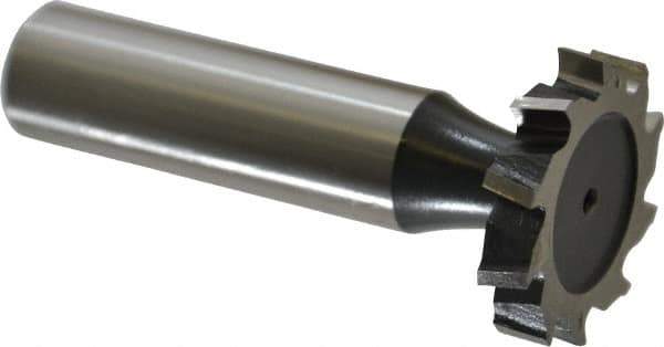 Interstate - 1" Diam x 3/16" Face Width, High Speed Steel, 12 Teeth, Shank Connection Woodruff Keyseat Cutter - Uncoated, 2-3/16" OAL x 1/2" Shank, Staggered Teeth, ANSI 608, Old Standard 13 - USA Tool & Supply