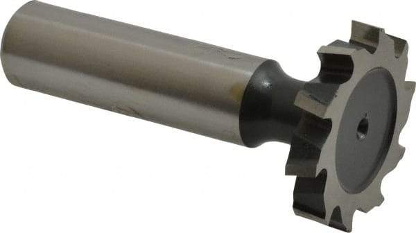Interstate - 1-1/8" Diam x 3/16" Face Width, High Speed Steel, 12 Teeth, Shank Connection Woodruff Keyseat Cutter - Uncoated, 2-3/16" OAL x 1/2" Shank, Staggered Teeth, ANSI 609, Old Standard 16 - USA Tool & Supply