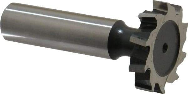 Interstate - 1-1/8" Diam x 7/32" Face Width, High Speed Steel, 12 Teeth, Shank Connection Woodruff Keyseat Cutter - Uncoated, 2-7/32" OAL x 1/2" Shank, Staggered Teeth, ANSI 709, Old Standard 17 - USA Tool & Supply