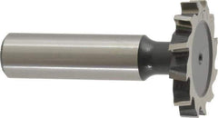 Interstate - 1-1/4" Diam x 3/16" Face Width, High Speed Steel, 14 Teeth, Shank Connection Woodruff Keyseat Cutter - Uncoated, 2-3/16" OAL x 1/2" Shank, Staggered Teeth, ANSI 610, Old Standard 19 - USA Tool & Supply