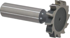 Interstate - 1-1/4" Diam x 7/32" Face Width, High Speed Steel, 14 Teeth, Shank Connection Woodruff Keyseat Cutter - Uncoated, 2-7/32" OAL x 1/2" Shank, Staggered Teeth, ANSI 710, Old Standard 20 - USA Tool & Supply