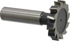Interstate - 1-3/8" Diam x 1/4" Face Width, High Speed Steel, 14 Teeth, Shank Connection Woodruff Keyseat Cutter - Uncoated, 2-1/4" OAL x 1/2" Shank, Staggered Teeth, ANSI 811, Old Standard 22 - USA Tool & Supply