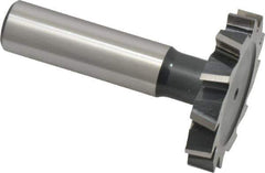 Interstate - 1-1/2" Diam x 1/4" Face Width, High Speed Steel, 16 Teeth, Shank Connection Woodruff Keyseat Cutter - Uncoated, 2-1/4" OAL x 1/2" Shank, Staggered Teeth, ANSI 812, Old Standard 24 - USA Tool & Supply