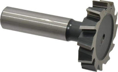 Interstate - 1-1/2" Diam x 5/16" Face Width, High Speed Steel, 12 Teeth, Shank Connection Woodruff Keyseat Cutter - Uncoated, 2-5/16" OAL x 1/2" Shank, Staggered Teeth, ANSI 1012, Old Standard 25 - USA Tool & Supply