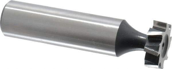 Interstate - 5/8" Diam x 3/16" Face Width, High Speed Steel, 8 Teeth, Shank Connection Woodruff Keyseat Cutter - Uncoated, 2-3/16" OAL x 1/2" Shank, Staggered Teeth, ANSI 605, Old Standard 61 - USA Tool & Supply