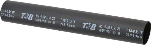 Thomas & Betts - 9" Long, 3:1, Polyolefin Heat Shrink Electrical Tubing - Black - USA Tool & Supply