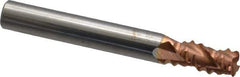 Accupro - 1/4" Diam, Coarse Pitch, 3/8" LOC, 3 Flute Solid Carbide Roughing Square End Mill - TiCN Finish, 2" OAL, 1/4" Shank Diam, Single End, Centercutting, 30° Helix - USA Tool & Supply