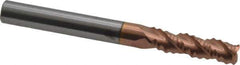 Accupro - 1/4" Diam, Coarse Pitch, 3/4" LOC, 3 Flute Solid Carbide Roughing Square End Mill - TiCN Finish, 2-1/2" OAL, 1/4" Shank Diam, Single End, Centercutting, 30° Helix - USA Tool & Supply