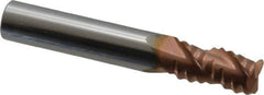 Accupro - 5/16" Diam, Coarse Pitch, 1/2" LOC, 3 Flute Solid Carbide Roughing Square End Mill - TiCN Finish, 2" OAL, 5/16" Shank Diam, Single End, Centercutting, 30° Helix - USA Tool & Supply