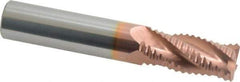 Accupro - 1/2" Diam, Coarse Pitch, 1-1/4" LOC, 4 Flute Solid Carbide Roughing Square End Mill - TiCN Finish, 3" OAL, 1/2" Shank Diam, Single End, Centercutting, 30° Helix - USA Tool & Supply