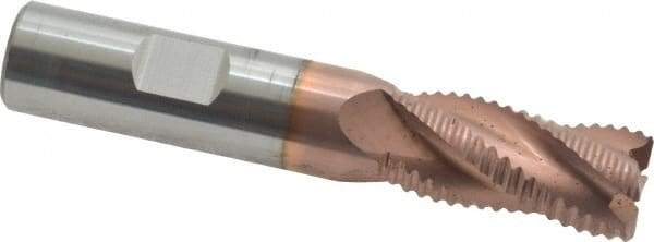 Accupro - 5/8" Diam, Coarse Pitch, 1-1/4" LOC, 4 Flute Solid Carbide Roughing Square End Mill - TiCN Finish, 3-1/2" OAL, 5/8" Shank Diam, Single End, Centercutting, 30° Helix - USA Tool & Supply