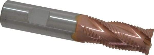 Accupro - 3/4" Diam, Coarse Pitch, 1-5/8" LOC, 4 Flute Solid Carbide Roughing Square End Mill - TiCN Finish, 4" OAL, 3/4" Shank Diam, Single End, Centercutting, 30° Helix - USA Tool & Supply