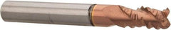 Accupro - 1/4" Diam, Coarse Pitch, 3/8" LOC, 3 Flute Solid Carbide Roughing Square End Mill - TiCN Finish, 2" OAL, 1/4" Shank Diam, Single End, Centercutting, 30° Helix - USA Tool & Supply