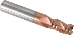 Accupro - 5/16" Diam, Coarse Pitch, 1/2" LOC, 3 Flute Solid Carbide Roughing Square End Mill - TiCN Finish, 2" OAL, 5/16" Shank Diam, Single End, Centercutting, 30° Helix - USA Tool & Supply