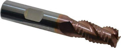 Accupro - 1/2" Diam, Coarse Pitch, 1" LOC, 3 Flute Solid Carbide Roughing Square End Mill - TiCN Finish, 3" OAL, 1/2" Shank Diam, Single End, Centercutting, 30° Helix - USA Tool & Supply