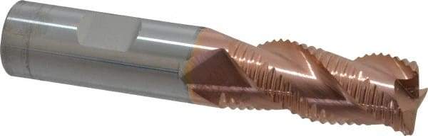 Accupro - 3/4" Diam, Coarse Pitch, 1-5/8" LOC, 3 Flute Solid Carbide Roughing Square End Mill - TiCN Finish, 4" OAL, 3/4" Shank Diam, Single End, Centercutting, 30° Helix - USA Tool & Supply
