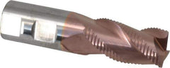Accupro - 1" Diam, Coarse Pitch, 1-3/4" LOC, 3 Flute Solid Carbide Roughing Square End Mill - TiCN Finish, 4" OAL, 1" Shank Diam, Single End, Centercutting, 30° Helix - USA Tool & Supply