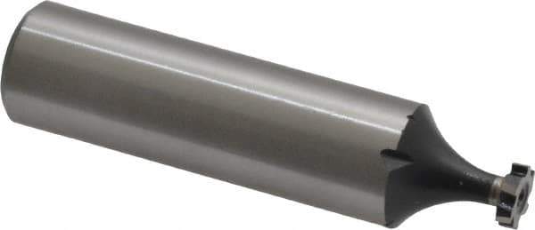 Interstate - 1/4" Diam x 1/16" Face Width, High Speed Steel, 6 Teeth, Shank Connection Woodruff Keyseat Cutter - Uncoated, 2-1/16" OAL x 1/2" Shank, Staggered Teeth, ANSI 202, Old Standard 201 - USA Tool & Supply